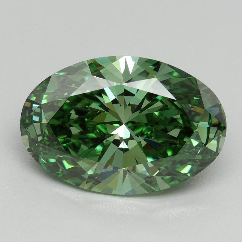 5.16 Ct. Fancy Vivid Green Oval Lab Grown Diamond