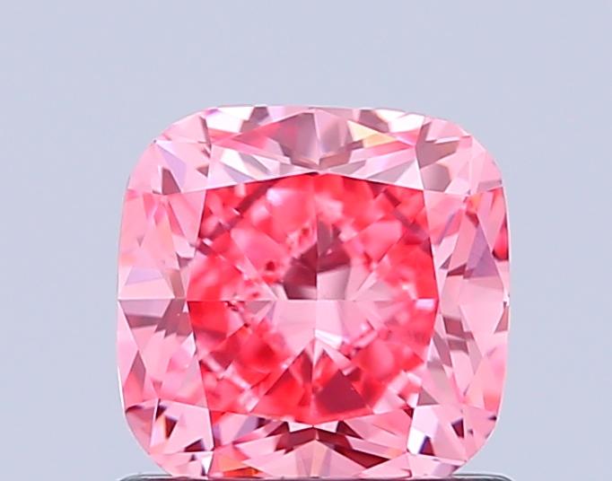 1.05 Ct. Fancy Vivid Pink Cushion Lab Grown Diamond