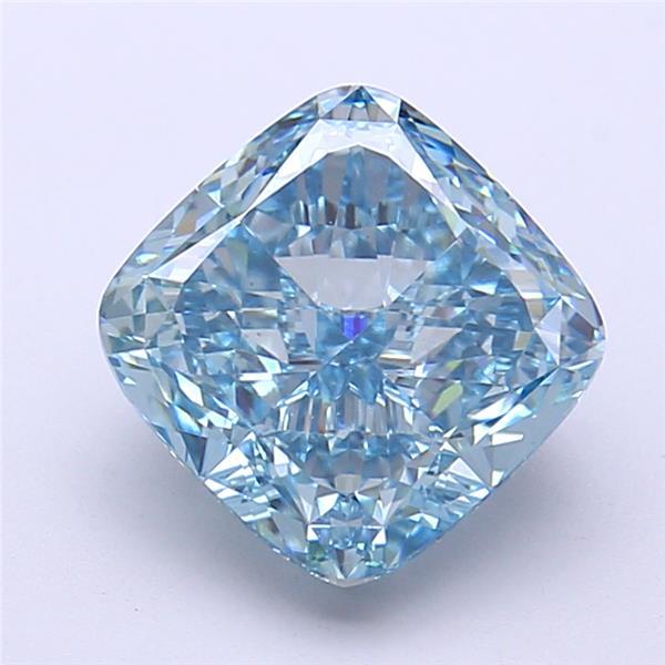 3.12 Ct. Fancy Vivid  Blue Cushion Lab Grown Diamond
