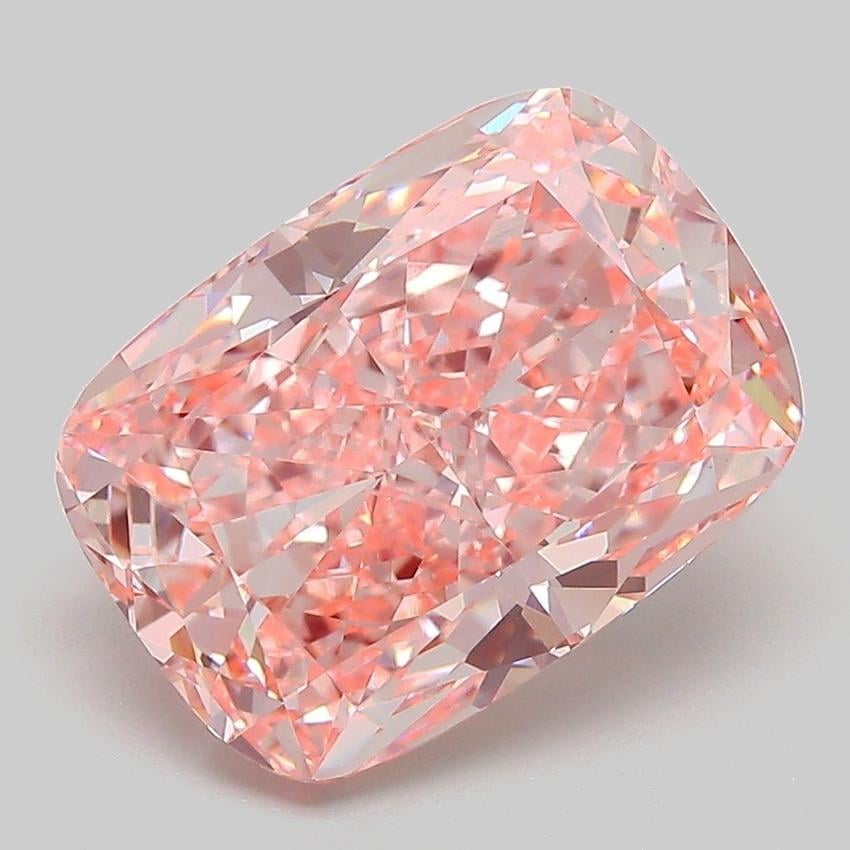 5.09 Ct. Fancy Vivid Pink Cushion Lab Grown Diamond