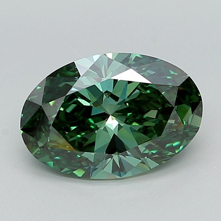2.92 Ct. Fancy Vivid  Green Oval Lab Grown Diamond