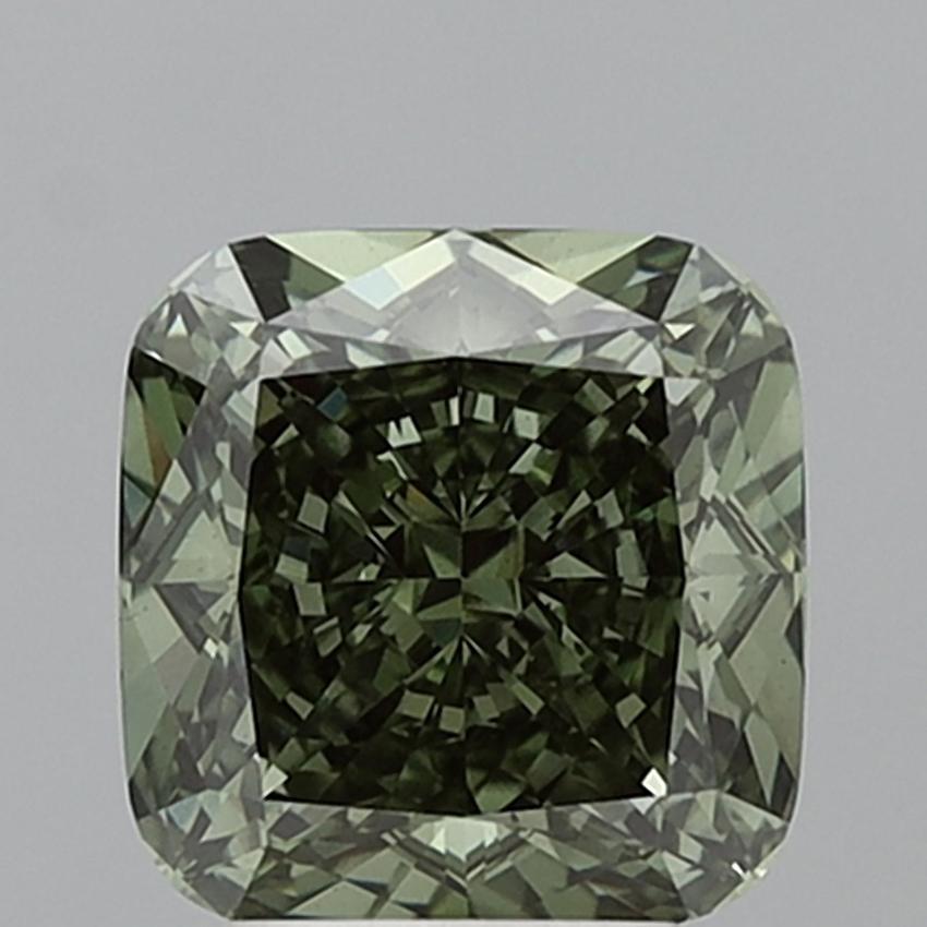 4.04 Ct. Fancy Vivid Green Cushion Lab Grown Diamond