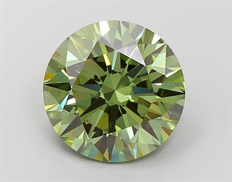 5.38 Ct. Fancy Vivid  Green Round Lab Grown Diamond