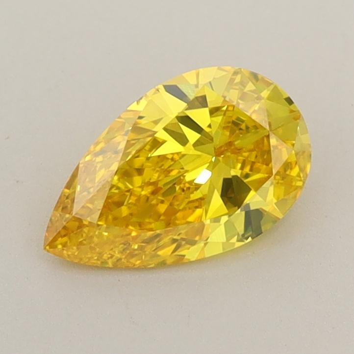 0.71 Ct. Fancy Vivid  Yellow Pear Lab Grown Diamond
