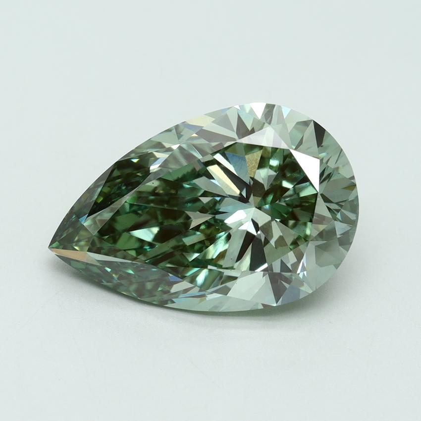 6.01 Ct. Fancy Vivid Green Pear Lab Grown Diamond