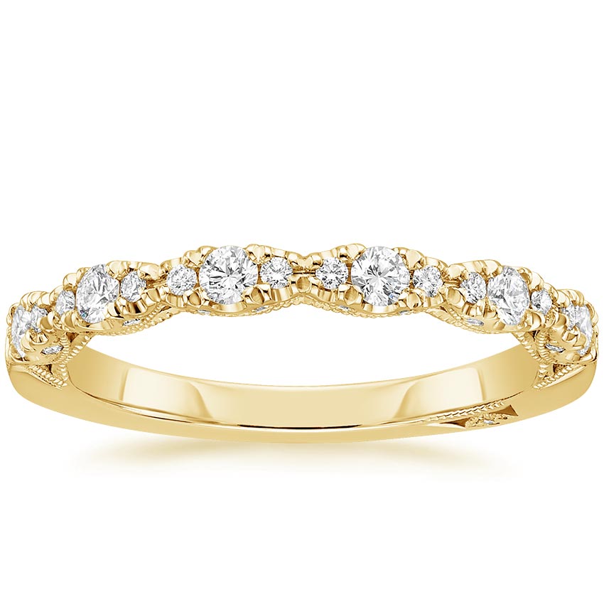 18K Yellow Gold Tacori Petite Crescent Pavé Diamond Ring (1/3 ct. tw.), large top view