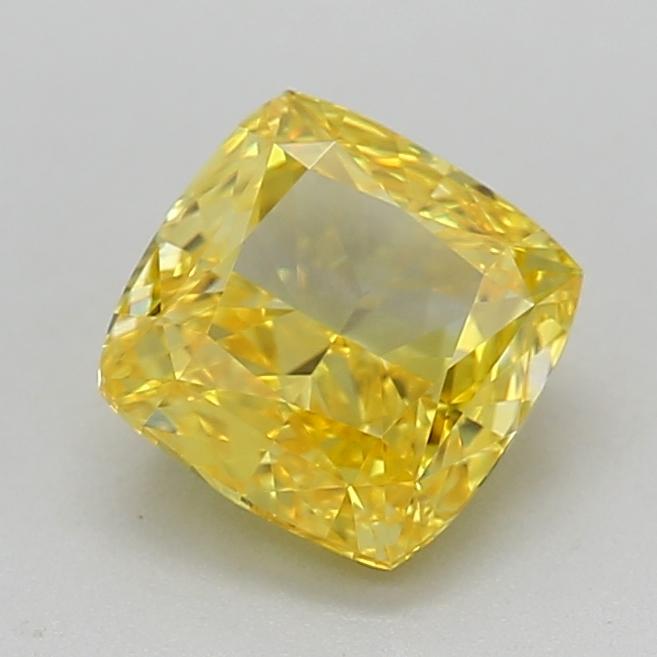 0.71 Ct. Fancy Vivid Yellow Cushion Lab Grown Diamond
