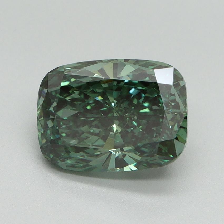 2.08 Ct. Fancy Vivid Green Cushion Lab Grown Diamond