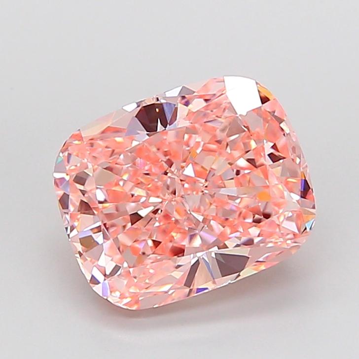 4.56 Ct. Fancy Vivid  Pink Cushion Lab Grown Diamond