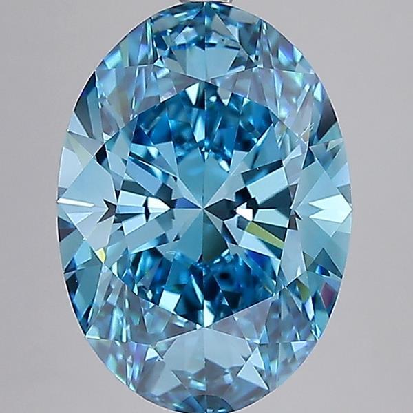 7.04 Ct. Fancy Vivid  Blue Oval Lab Grown Diamond
