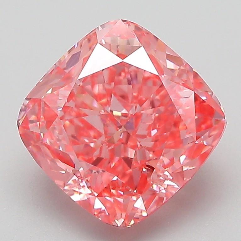 3.04 Ct. Fancy Vivid Pink Cushion Lab Grown Diamond