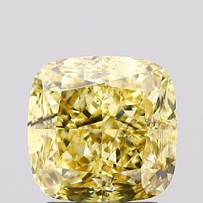 2.22 Ct. Fancy Vivid Yellow Cushion Lab Grown Diamond
