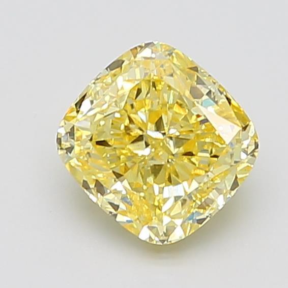 3.01 Ct. Fancy Vivid Yellow Cushion Lab Grown Diamond
