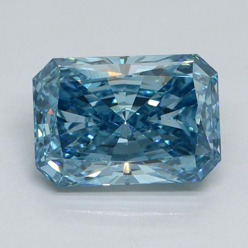 2.12 Ct. Fancy Vivid Malibu Blue Radiant Lab Grown Diamond