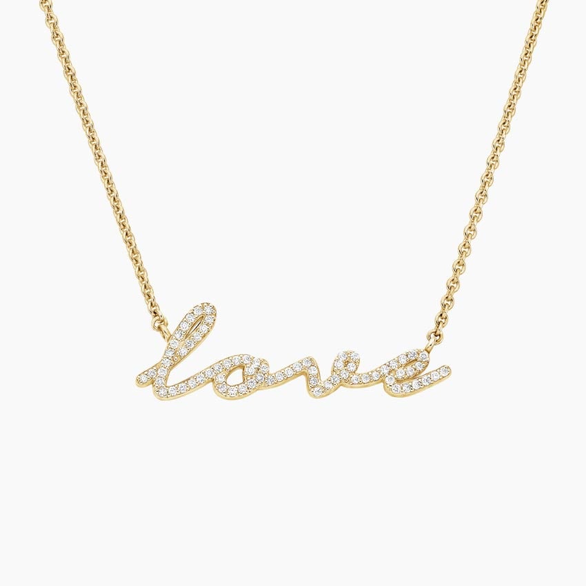Script Love Pendant Necklace in 14K Yellow Gold | Brilliant Earth