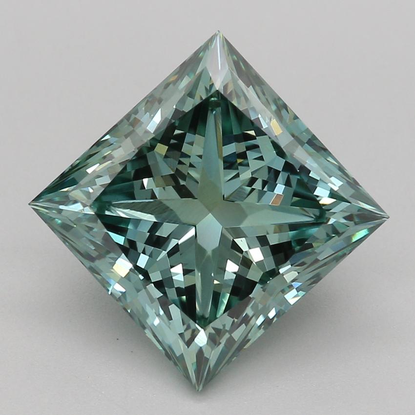 3.09 Ct. Fancy Vivid Green Princess Lab Grown Diamond