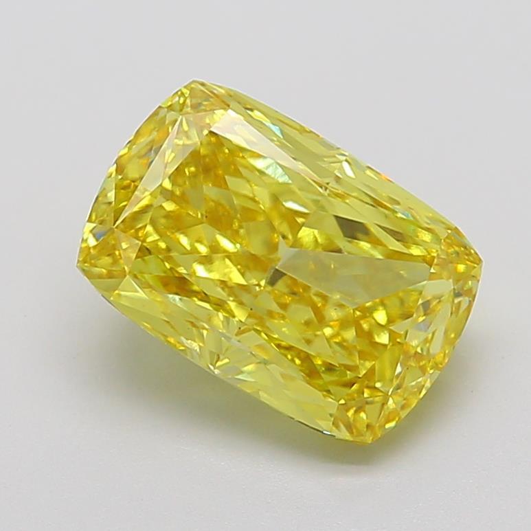 5.25 Ct. Fancy Vivid Yellow Cushion Lab Grown Diamond