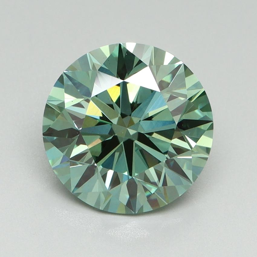 2.61 Ct. Fancy Vivid Green Round Lab Grown Diamond