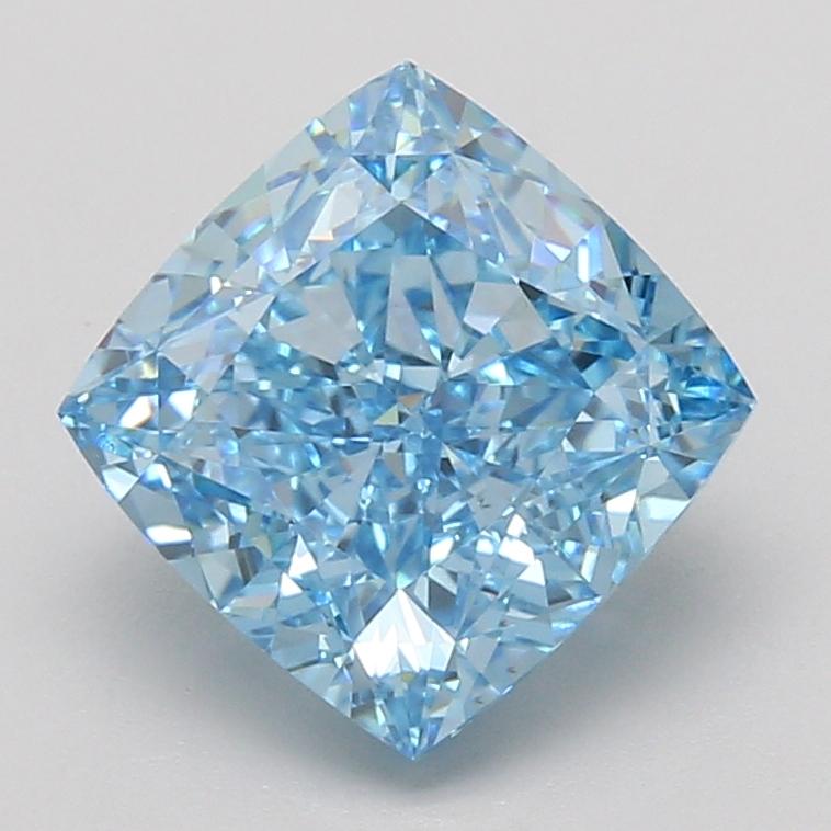 4.08 Ct. Fancy Vivid Blue Cushion Lab Grown Diamond