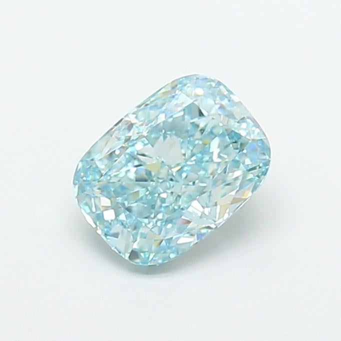1.48 Ct. Fancy Vivid Greenish Blue Cushion Lab Grown Diamond