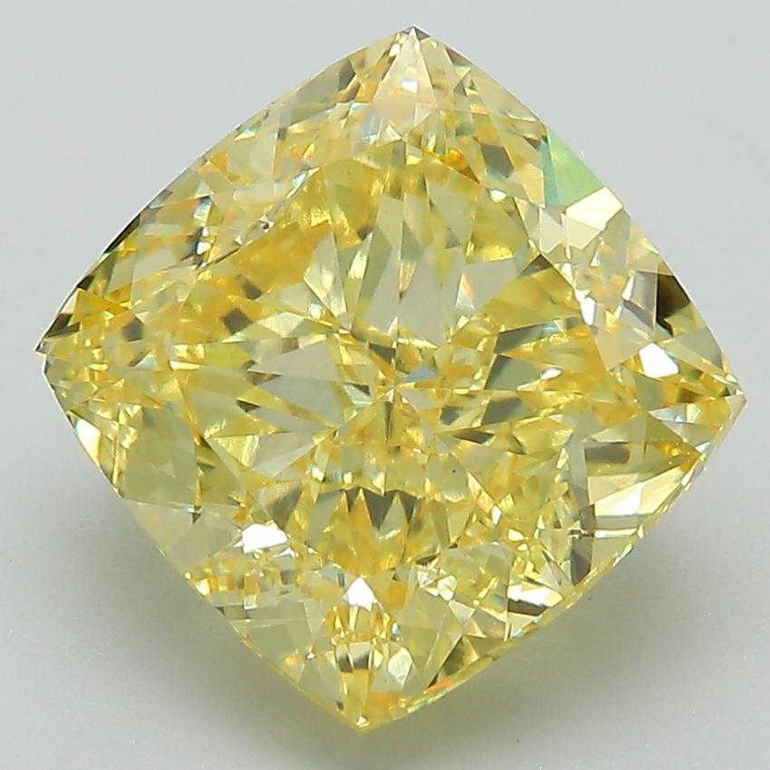 5.08 Ct. Fancy Vivid Yellow Cushion Lab Grown Diamond