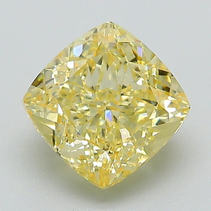 2.10 Ct. Fancy Intense Yellow Cushion Lab Grown Diamond