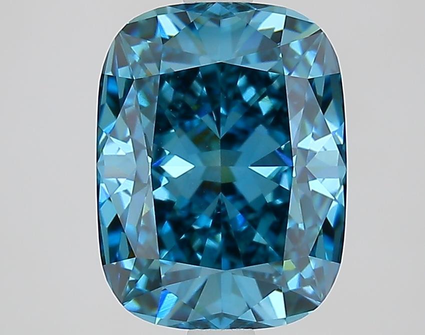 3.31 Ct. Fancy Vivid Blue Cushion Lab Grown Diamond
