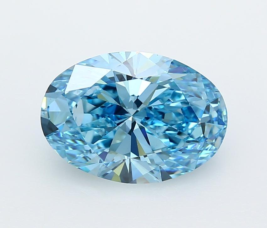 4.24 Ct. Fancy Vivid  Blue Oval Lab Grown Diamond