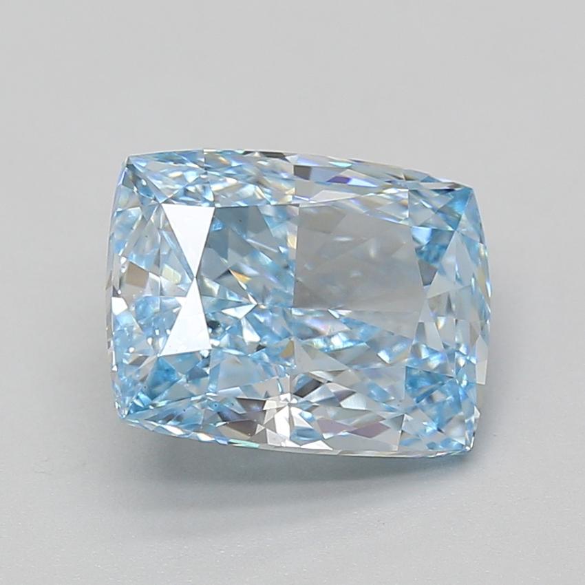 4.09 Ct. Fancy Vivid Blue Cushion Lab Grown Diamond