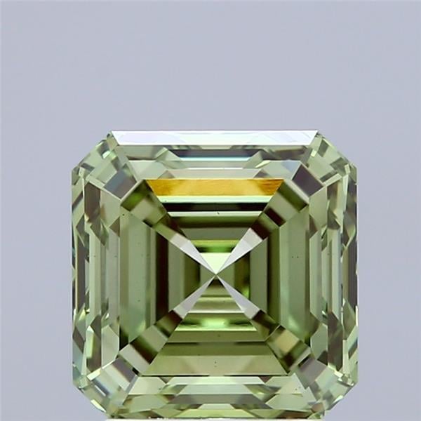 3.04 Ct. Fancy Vivid Green Asscher Lab Grown Diamond