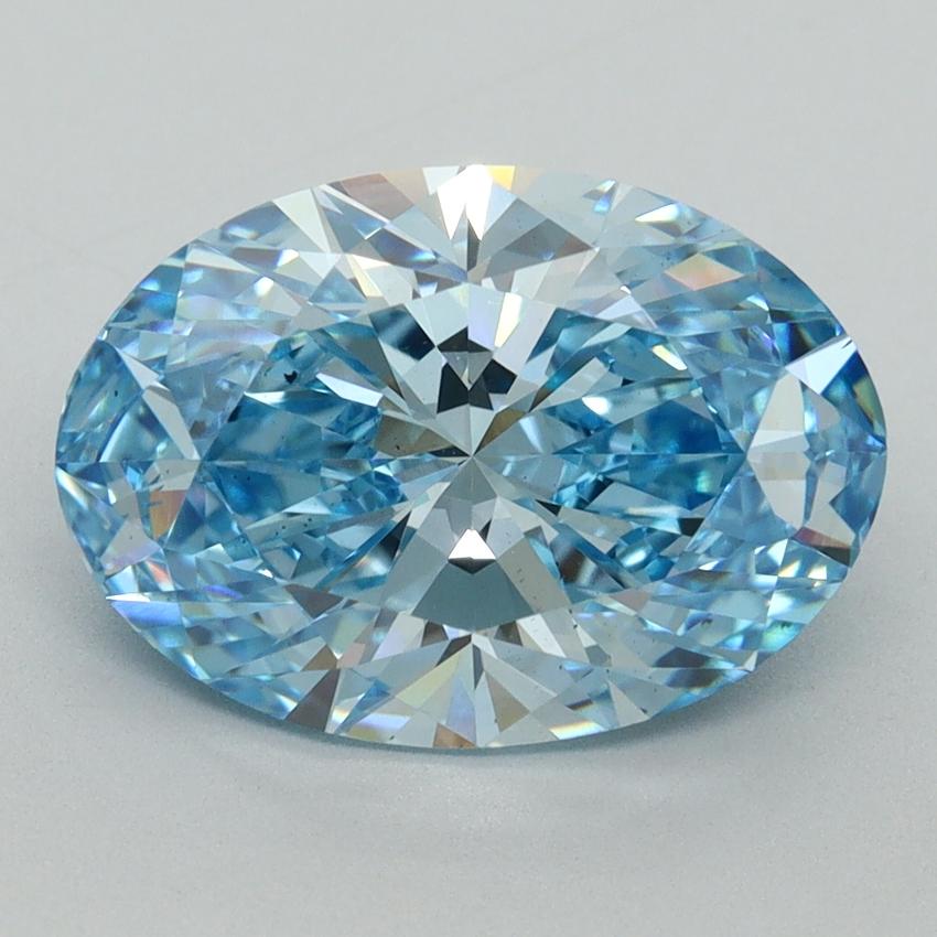 3.70 Ct. Fancy Vivid Blue Oval Lab Grown Diamond
