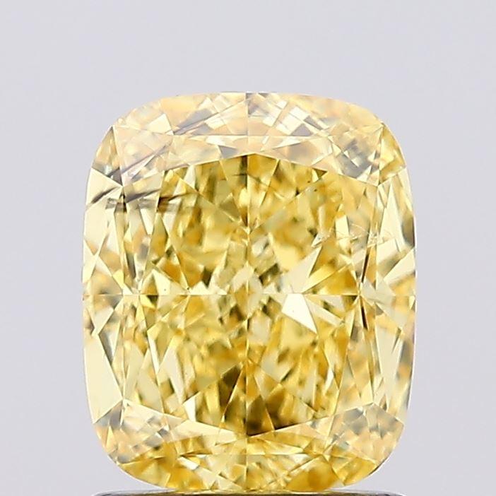1.42 Ct. Fancy Vivid Yellow Cushion Lab Grown Diamond
