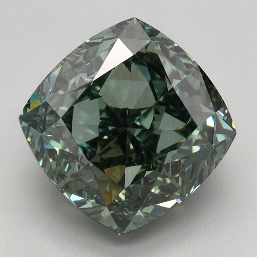 3.57 Ct. Fancy Intense Green Cushion Lab Grown Diamond