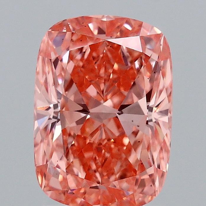 2.02 Ct. Fancy Vivid Orangy Pink Cushion Lab Grown Diamond