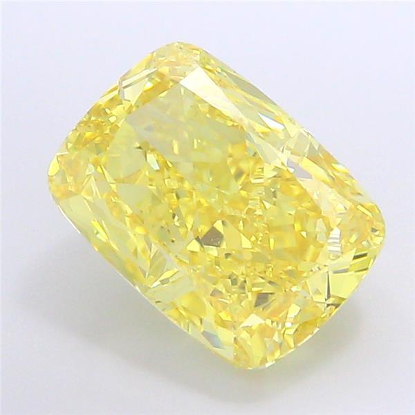 8.03 Ct. Fancy Vivid  Yellow Cushion Lab Grown Diamond