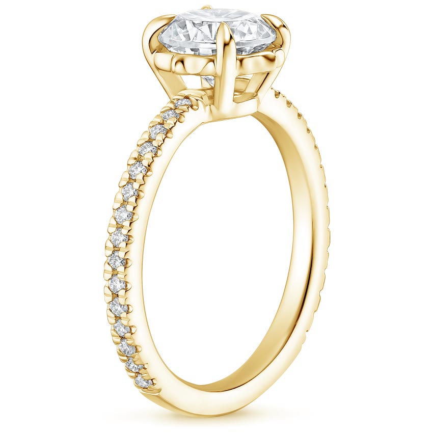 18K Yellow Gold Magnolia Diamond Ring, large side view