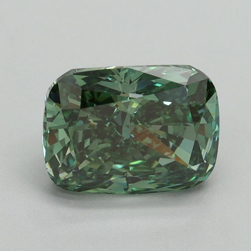 2.06 Ct. Fancy Vivid Green Cushion Lab Grown Diamond