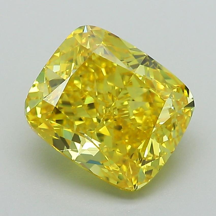 3.07 Ct. Fancy Vivid Yellow Cushion Lab Grown Diamond