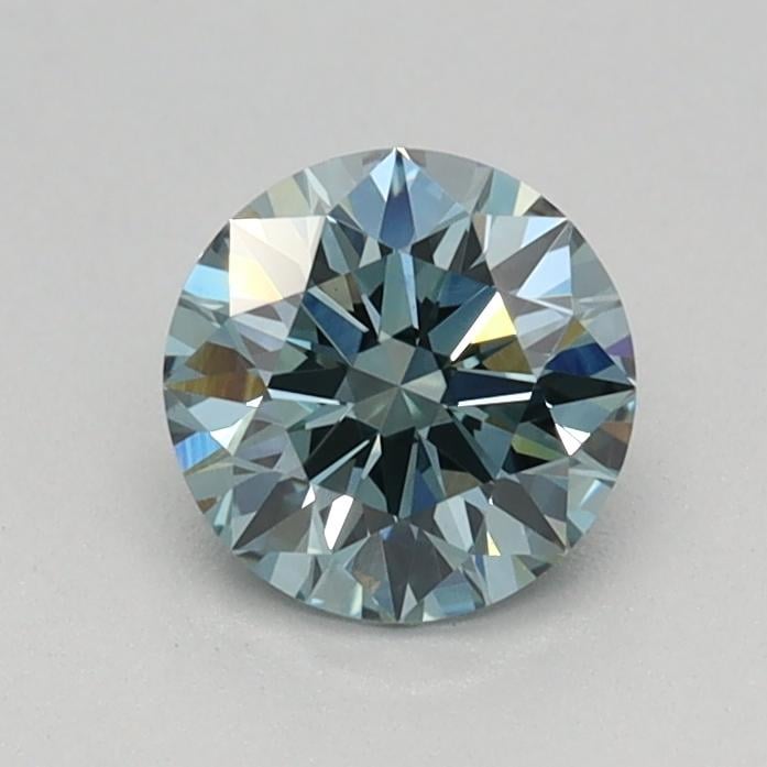 0.52 Ct. Fancy Vivid Greenish Blue Round Lab Grown Diamond
