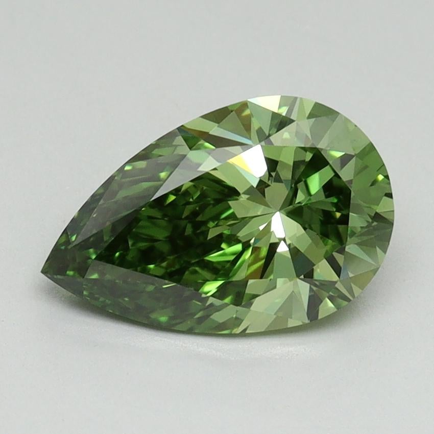 1.58 Ct. Fancy Vivid Green Pear Lab Grown Diamond
