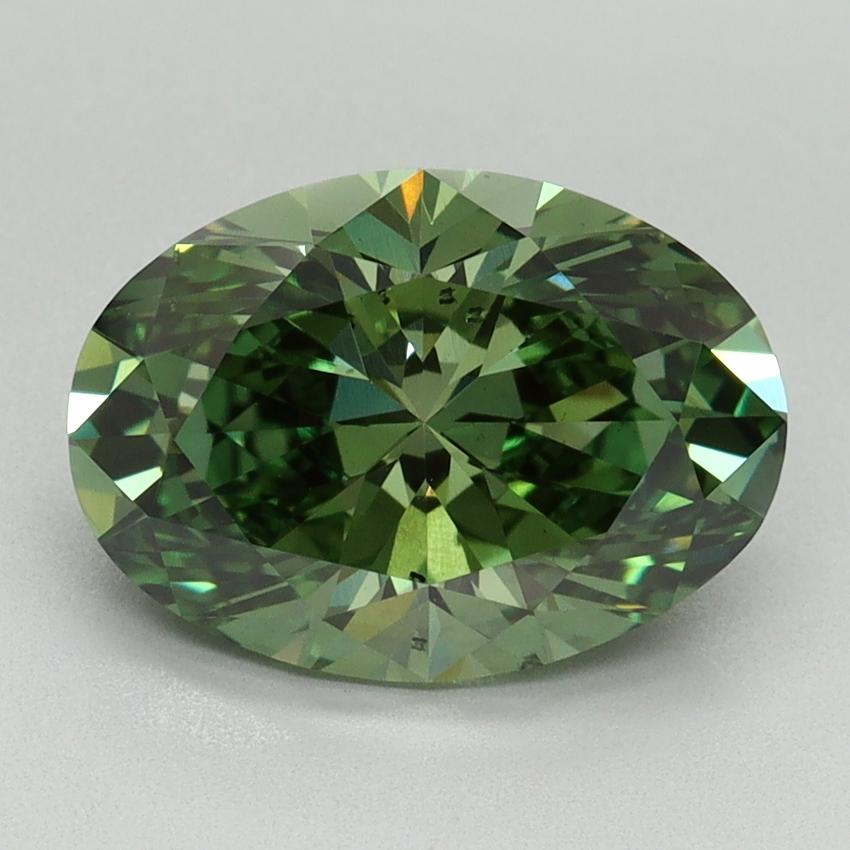 2.98 Ct. Fancy Vivid Pacific Green Oval Lab Grown Diamond
