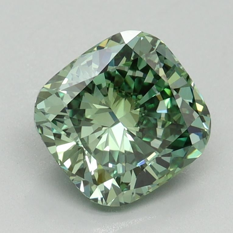 1.58 Ct. Fancy Vivid Green Cushion Lab Grown Diamond