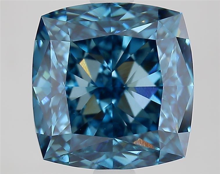 3.33 Ct. Fancy Vivid  Blue Cushion Lab Grown Diamond