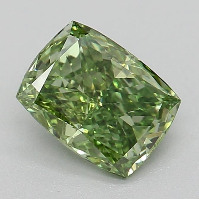 0.53 Ct. Fancy Vivid Green Cushion Lab Grown Diamond