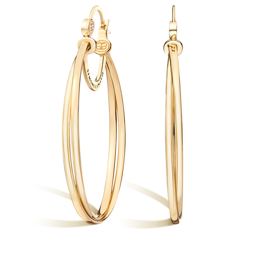 Simone I. Smith Crossover Hoop Earrings in 14K Yellow Gold