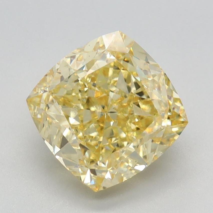 2.41 Ct. Fancy Intense Yellow Cushion Lab Grown Diamond