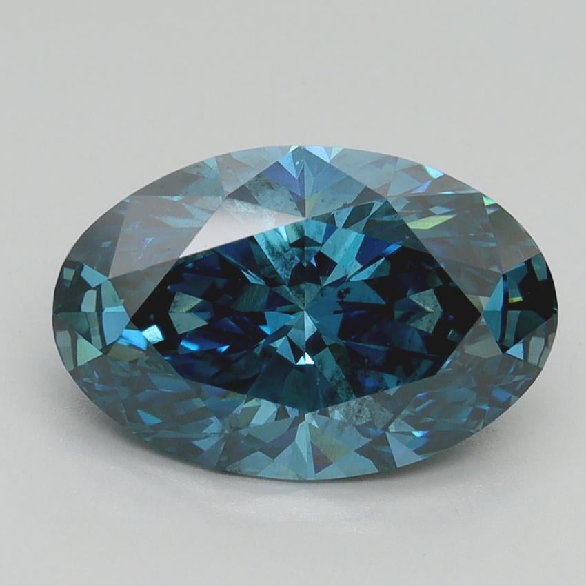 3.02 Ct. Fancy Vivid Blue Oval Lab Grown Diamond