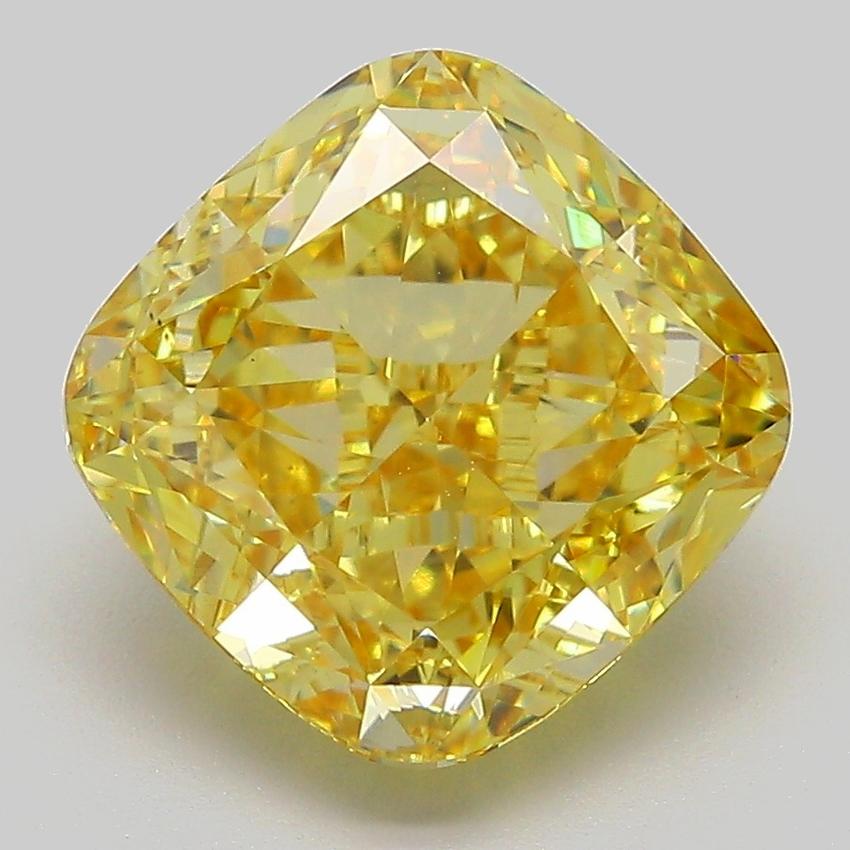 5.07 Ct. Fancy Intense  Yellow Cushion Lab Grown Diamond