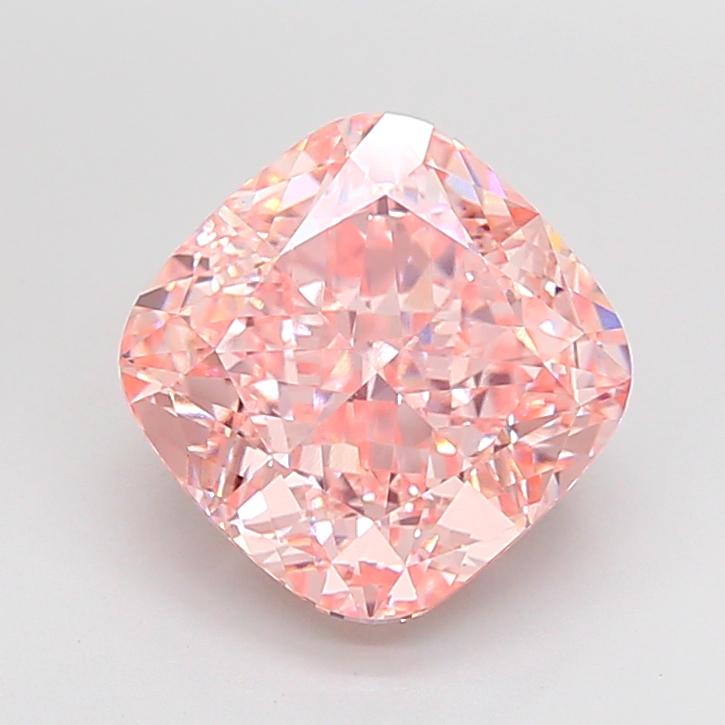 4.58 Ct. Fancy Vivid  Pink Cushion Lab Grown Diamond