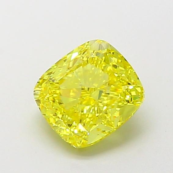 1.58 Ct. Fancy Vivid Yellow Cushion Lab Grown Diamond
